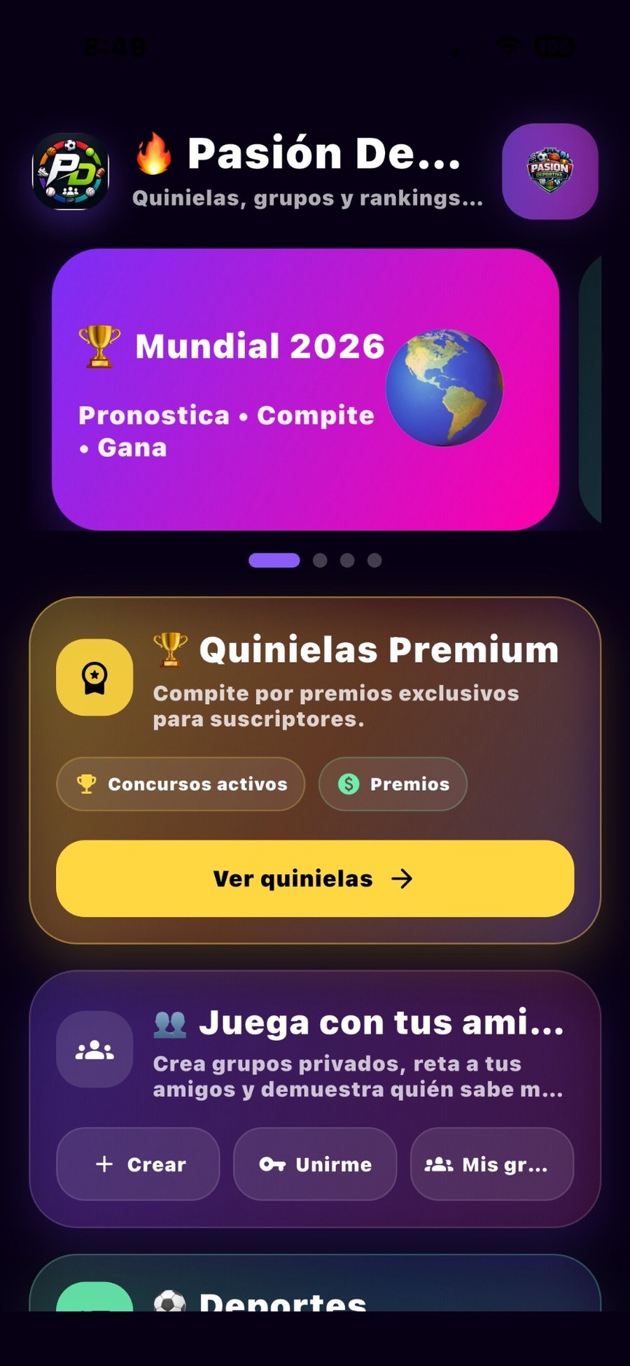 Pantalla principal